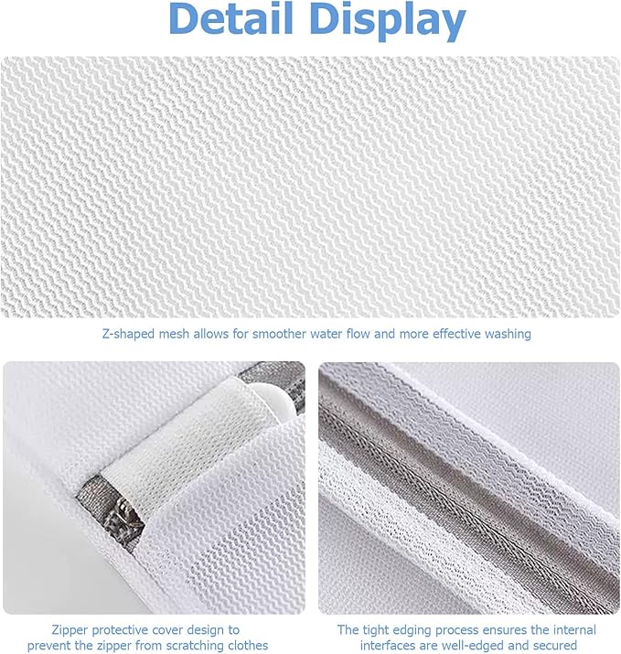 4 Pcs Mesh Laundry Bags for Delicates - 20" x 16" 70G Fine Mesh with Manual-Lock Zipper, Wash Bags for Lingerie Bras Socks Jeans, Ideal for College Dorm Travel Home