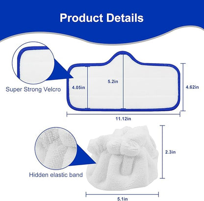 6 Pack Microfiber Pads Compatible with Dupray Neat Steam Cleaner, and 6 Pack Microfiber Small Bonnets(Triangle), Durable, Reusable Cloths and Machine Washable