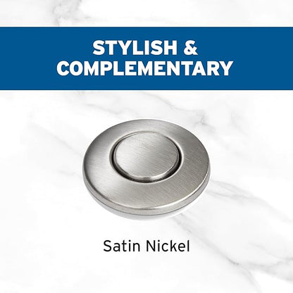 InSinkErator Garbage Disposal Air Switch Kit, Dual Outlet Sink Top Switch Button for All InSinkErator Food Waste Disposer Models, Satin Nickel STS-OOSN