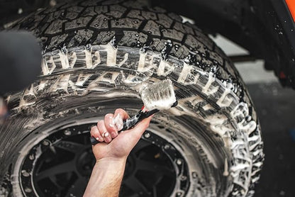 Detail Factory - ProGrip Tire Brush - Ergonomic ProGrip Handle, Stiff Synthetic Bristles, Ergonomic Design, Clean Your Tires with Ease - Octane Underglow