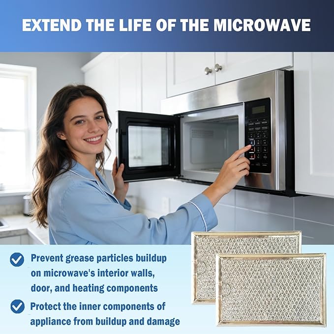 2 Pack Microwave Grease Filter Fit for GE JVM3160DF8BB, JVM3160DF8CC, JVM3160DF8WW, JVM3160RF8SS, JVM1540SM1SS, JVM1540SM2SS Microwave Replacement Part