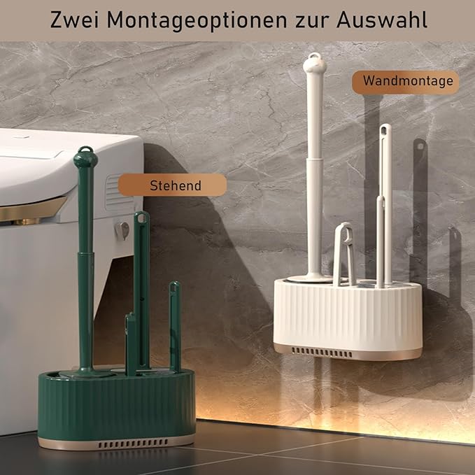 Basaza Toilet Brush and Holder Set Toilet Bowl Cleaning Brush and Holder for Bathroom 4 in 1 Light Green Toilet Bowl Cleaner Brushes & Holders Floor Standing or Wall Mounted