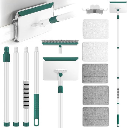 Baseboard Cleaner Tool with Handle, 60" Extendable Long Handle Baseboard Cleaner with 5 Reusable Pads for Baseboards Cleaning, Ceiling, Wall, Floor, Bathroom, Kitchen