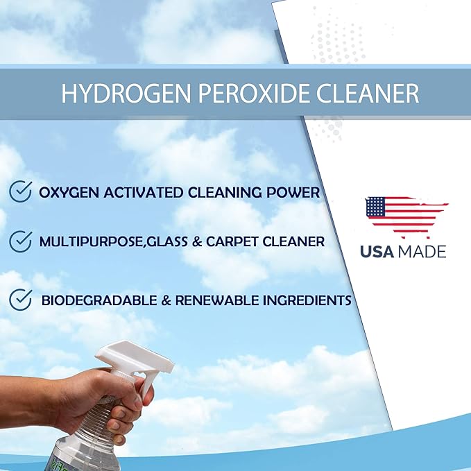 GreenFist PeroxiStar Hydrogen Peroxide All Purpose (Glass, Carpet,Stain Remover) Cleaner (1 Quart, 32 oz - 3 PACK)
