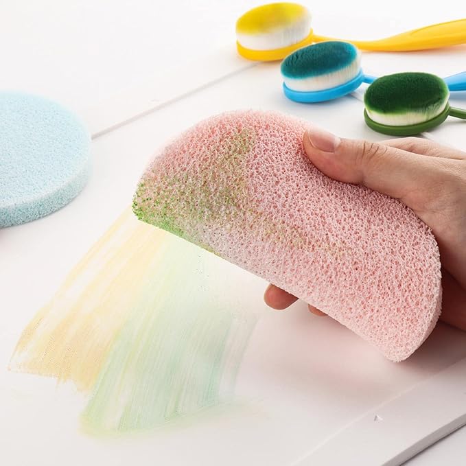 BAOFALI 4 Pcs/Set Stamp Scrubber,Stamp Cleaning Sponge,Ink Removing Tool for Applicable to Stamp Cleaning Cloth Stamps Rubber Stamps,Stamp Positioners and Craft Supplies Tool （Pink,Light Blue）