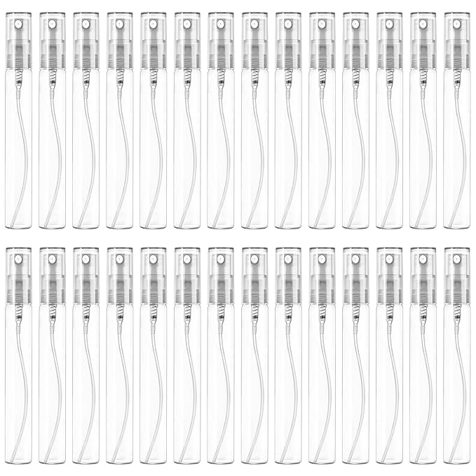 Mini Spray Bottle 10ml, Refillable Glass Spray Bottle, Glass Bottle Atomizer, Perfume Mouthwash Atomizer for Cleaning Refillable Container for Travel, Essential Oils, Perfume 40 Pcs, 10ml