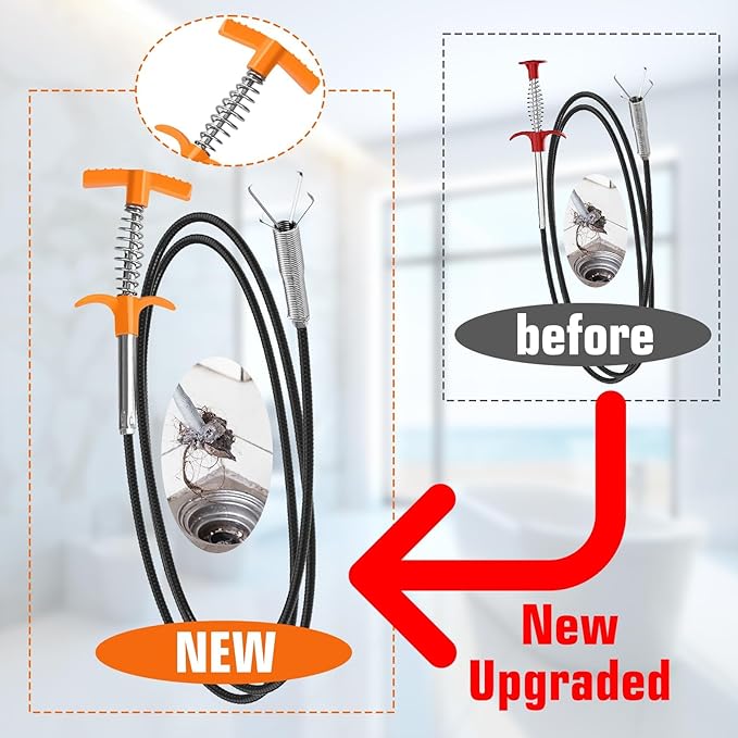 New Upgrade Drain Snake Hair Drain Clog Remover Tool - Tub Clogged Drains Opener Cleaning Tool, Flexible Grabber Claw Pick Up Reacher Tool Sink Drain Cleaner for Toilet Sewer Shower Bathroom (79 Inch)