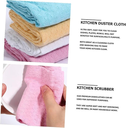 VILLCASE 4pcs Cotton Kitchen Cleaning Cloth Set, Absorbent Dish Towels, Sturdy Non-linting Washable Multi-Functional Kitchen Wipes for Household Cleaning