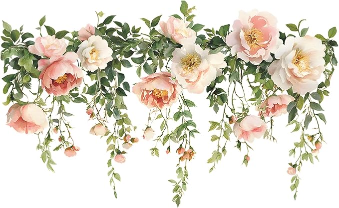 Flower Wall Stickers Vinyl Wall Decals Peel and Stick Rose Wall Murals Art Decor Wallpaper for Girls Bedroom Living Room Kitchen Tv Background