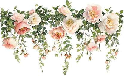 Flower Wall Stickers Vinyl Wall Decals Peel and Stick Rose Wall Murals Art Decor Wallpaper for Girls Bedroom Living Room Kitchen Tv Background