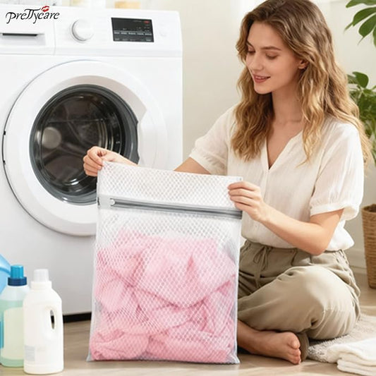 PrettyCare 3 Medium (12 x 16 in) Mesh Laundry Bags for Delicates, Durable Honeycomb Wash Bags with Premium Zippers - Laundry Essentials Mesh Bags for Lingerie, Bras, Socks, Sweater, Travel & Organize