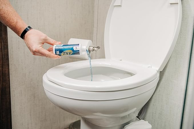 Camco TST MAX RV Toilet Treatment - Formaldehyde Free - Breaks Down Waste And Tissue - Septic Tank Safe - Treats up to 8-40 Gallon Holding Tanks -Lavender Scent, (8) 4 oz Bottles (41551)