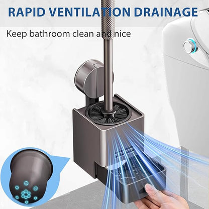 2Pack Toilet Brush and Holder Set,Suction Cups Wall Mounted Toilet Bowl Brush with Hideaway Caddy for Smooth Tiles/Glass,Toilet Cleaner Brush with Drip Tray for Bathroom Toilet RV Yacht Cleaning