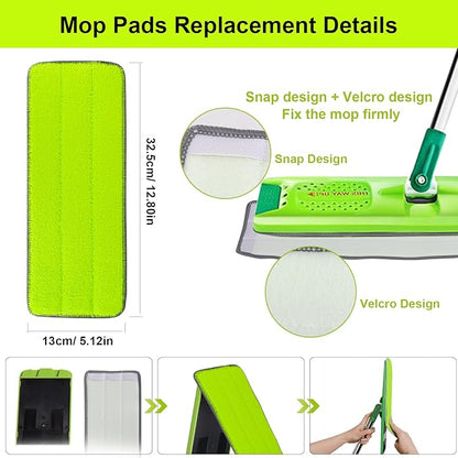 Replacement Microfiber Mop Pads for Libman Rinse 'n Wring Mop and Bucket System, Washable Reusable Wet & Dry Cleaning Refill Head for Multi-Surface Floor-12 Pack
