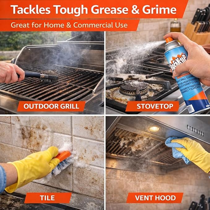 Diversey Break-Up Professional Oven & Grill Cleaner, Heavy Duty Grease Remover for Grill Grates, Ovens, Flat Tops & Vent Hoods, 19 oz Aerosol Spray