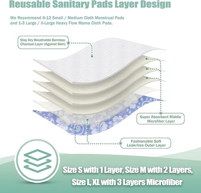 wegreeco Reusable Sanitary Pads - Cloth Sanitary Pads | Light Incontinence Pads | Reusable Menstrual Pads - 1 Cloth Mini Wet Bag (in Full Bloom Flower, Small)