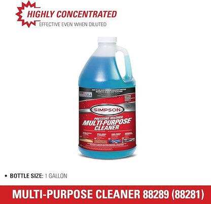 Simpson Cleaning 88281 Cleaner, Concentrated Soap Solution for Pressure Washers and Spray Bottles, Use on Concrete, Vinyl Siding, Appliances, Windows, Cars, Fences, Decks, Blue, 1 Gallon