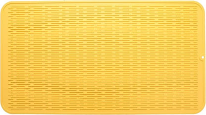 MicoYang Silicone Dish Drying Mat for Multiple Usage,Easy clean,Eco-friendly,Heat-resistant Silicone Mat for Kitchen Counter or Sink,Refrigerator or Drawer Liner Yellow 4XL 32 inches x 18 inches