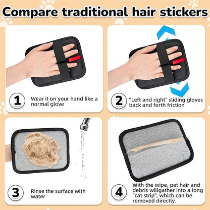 2Pcs Pet Hair Remover, electrostatic pet Hair Removal Gloves, cat and Dog pet Hair Removal Tools, Suitable for Bed Sheets, Blankets, Clothes, Sofas, Multi-Functional Beauty Gloves