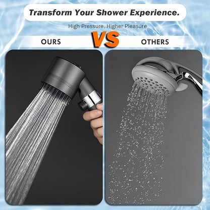 CWPW Filtered Shower Head with Handheld High Pressure 4 Spray Showerhead with Filters for Hard Water-Remove Chlorine ON/OFF Switch for Pets,With 79" Stainless Steel Hose,Bracket,4 Filters,Bath Loofah