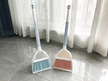 Kids Broom and Dustpan Set-Mini Dustpan and Broom for Children Housekeeping Pretend Play Cleaning Tools Set (Blue)