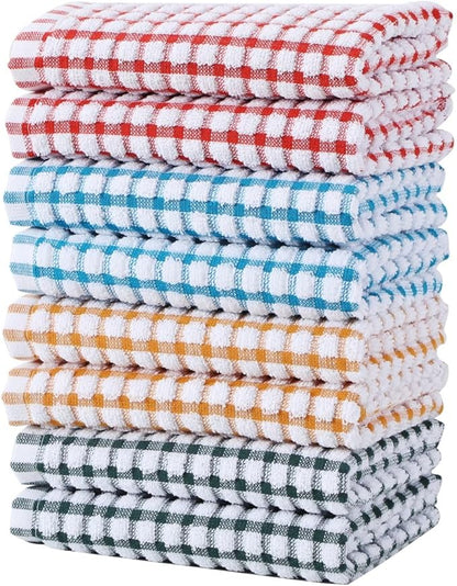 Oeleky Dish Towels for Kitchen, Cotton Kitchen Towels for Drying Dishes Pack of 8 (Multi B, 15X26 inches)