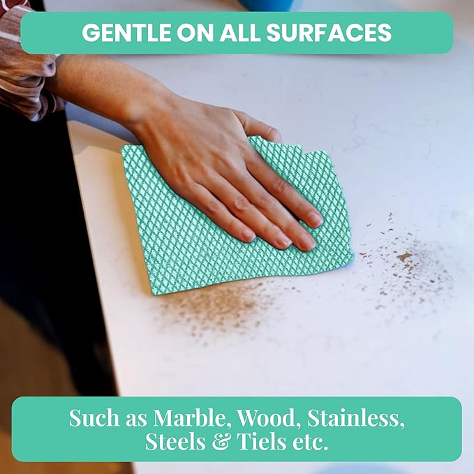 50 Count Disposable Cleaning Cloths, Green - 13.8"x15.8" Ultra Absorbent Towels for Kitchen, Stove & Bathroom - Multi-Purpose Soft Dish Cloths