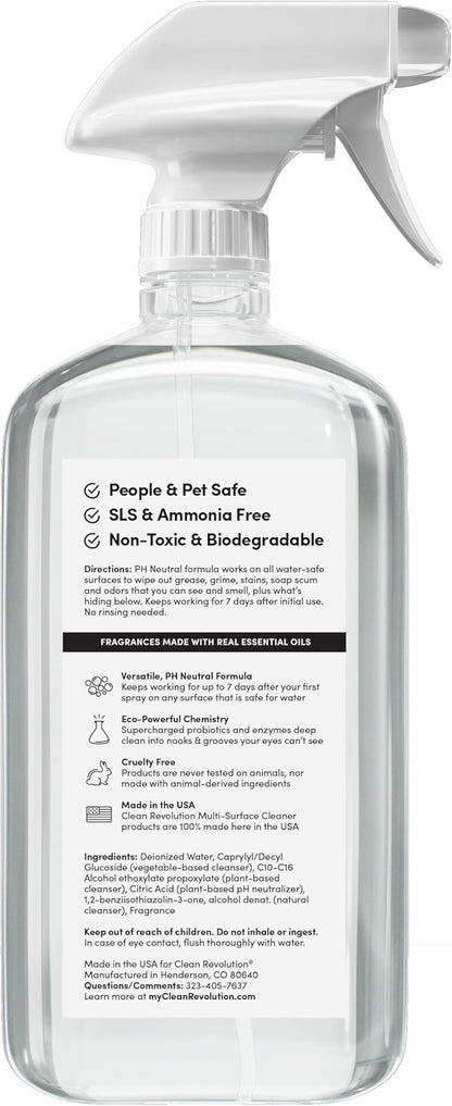 Clean Revolution SuperCharged All Purpose Cleaner Refill with Smart Probiotic + Enzyme Complex, Multi-Surface Kitchen Bathroom & Floor Cleaner, Lily & Green Tea, 18 oz (Pack of 1)
