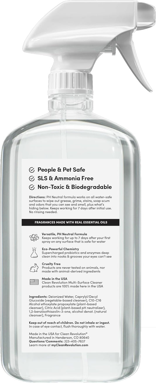 Clean Revolution SuperCharged All Purpose Cleaner Refill with Smart Probiotic + Enzyme Complex, Multi-Surface Kitchen Bathroom & Floor Cleaner, Lily & Green Tea, 18 oz (Pack of 1)