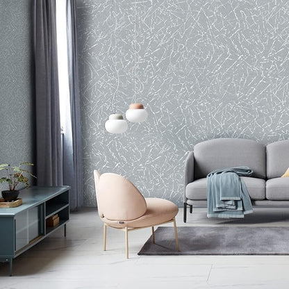 Cohoo Home Gray Peel and Stick Wallpaper Grey Silk Contact Paper for Cabinets and Drawers Silver Textured Self Adhesive Removable Wallpaper Bathroom Bedroom Waterproof Wall Covering 15.7inL 197inW
