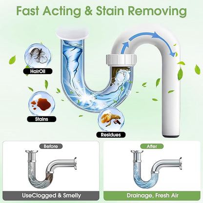Drain Clog Remover, 268g Solid Pipe Cleaner Particle, Fast Acting Drain Cleaner for Kitchen Sinks, Bathtubs & Showers