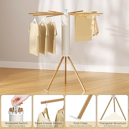 SUNOUTLY Tripod Clothes Drying Rack, Garment Rack Portable and Foldable Space Saving Laundry Drying Rack - Dryer Rack Clothing Floor Folding Balcony Bedroom Household