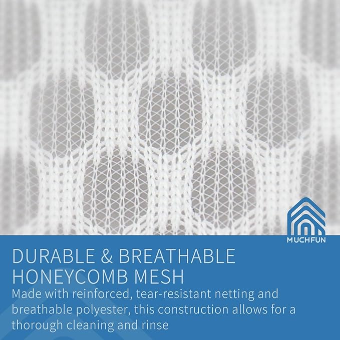 Muchfun 3Pcs Bra Wash Bags, Honeycomb Mesh Laundry Bags for Delicates, Lingerie, Intimates and Underwear 7 x 7 x 6 Inches
