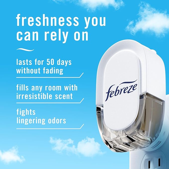 Febreze Plug In Air Freshener, Odor-Fighting Scented Oil Refill, Air Fresheners for Home and Bathroom and Kitchen, Long Lasting for Strong Odors, Twilight Lavender Scent, 0.87oz Refills, 4 Count