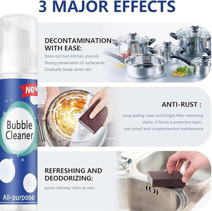 Highly Effective Oil Breakdown Foaming Spray, Bubble Cleaner Foam Spray, All-Purpose Rinse-Free Cleaning Spray for Kitchen, Oven, Stove, Grill (1Pcs-30ml)