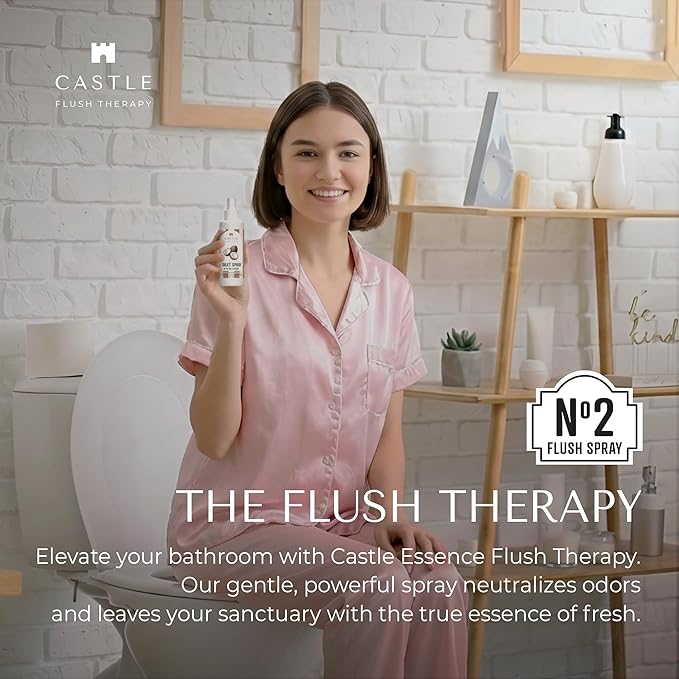 Castle Flush Therapy Toilet Spray for Poop Toasted Coconut Flush Therapy 8oz Made in USA- Poop Spray for Toilet Freshener Odor Block Flush Safe Oil Scent Fresh Bathroom Home Travel Family Daily Use