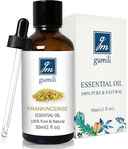 GM Gumili Frankincense Essential Oil 1 Oz, 100% Pure Frankincense Qil for Aromatherapy Diffuser, Skin, Face, Roll On, DIY Balm