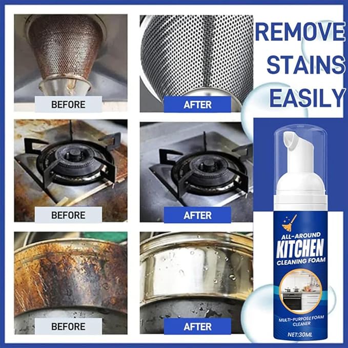 Kitchen Foam Cleaner, All-Round Kitchen Cleaning Foam, Japanese Multi-Purpose Cleaner Spray, Quickly Remove Oil & Dirt and Free Your Hands (3Pcs)