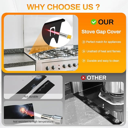 Stove Gap Covers Stainless Steel -Length 23.4" Width 0.79",Stove Gap Filler, Oven Gap Filler, Oven Side Gap Filler, Range Trim Kit, Heat Resistant and Easy to Clean, Black(2PCS)