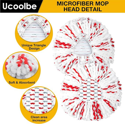 Upgraded mop Refill for O Cedar, 3 Pack Spin mop Heads Replacements Compatible with O Cedar EasyWring Spin Mop Bucket System, 40% More Cleaning Power, Microfiber and Machine Washable