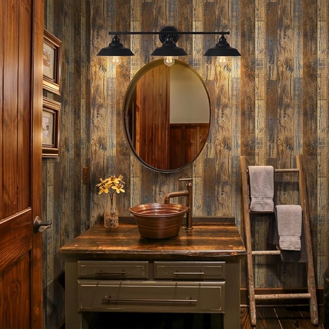 Livebor Brown Wood Contact Paper Peel and Stick Wallpaper 17.5" X 196.8" Rustic Wood Peel and Stick Faux Wood Wall Paper Plank Self Adhesive Contact Paper for Wall Decorative Cabinets Shelf Liner Use