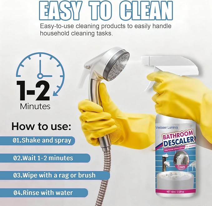 Bathroom Descaler Foam Cleaner Spray, Stubborn Stains Cleaner, Bathroom Foam Cleaner All Purpose, Bathrooms Sink Cleaner Foam (1)