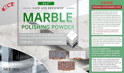 Professional Marble Polishing Powder Granite Polishing Kit Marble Floor Polish – Restore Shine & Remove Dullness, Safe for All Kinds of Stone, Countertops & Floors (1 kg)