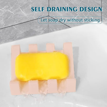 Soap Dish Holder for Shower with Suction Cup, Silicone Soap Holder & Saver Self-Draining Bar Soap Dish Keeps Soap Dry for Bathroom, Kitchen, Bathtub, Extends Soap Life (Pink-3Pack)