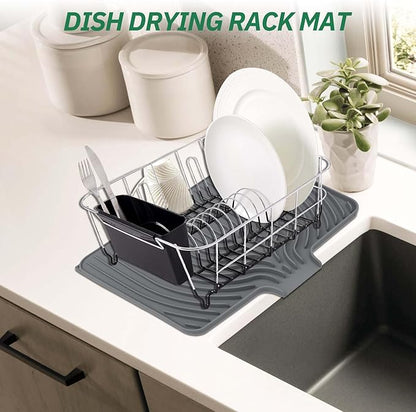 GUUKIN Dish Drying Mat, 17.7" x 11.8 " Drying Matt Kitchen Counter, Dish Drying Rack Mat, Easy Clean Pad for Countertop Protection, Multi-Functional Use (Grey)