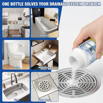 Powerful Drain Clog Remover, 260g Pipeline Dredging Agent & Drain Cleaner Fast Dissolves Hair, Paper Scraps, Food, Grease & Soap Scum, Unclog Sink Drains, Kitchen sinks, Shower pipes, Toilet
