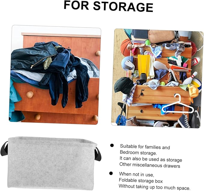 Alipis Medium Gray Felt Storage Basket with Handles Thick Felt Material Clothes and Organizer Reusable Laundry Hamper for Home Storage and Tidying