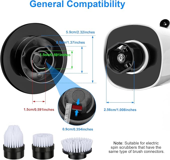 Electric Spin Scrubber Replacement Brush Heads, 7 Pcs Set Suitable for Cordless Power Scrubber, for Bathroom, Kitchen,