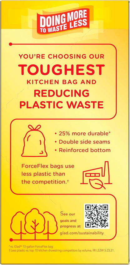 Glad Tall Kitchen Trash Bags 13 Gallon, MaxStrength Beachside Breeze Garbage Bags, Odorshield with Drawstring, 34 Count