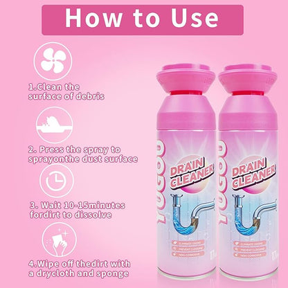 Foaming Drain Cleaner, Sink Cleaner and Deodorizer, Drain Clog Remover for Kitchen Sinks, Shower Drains, Tubs (2pcs)